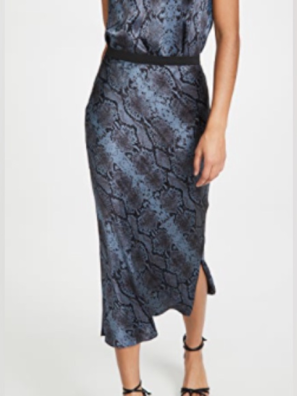 Cami NYC Jessica Sill Snakeskin Pattern Skirt Blue - Size Small